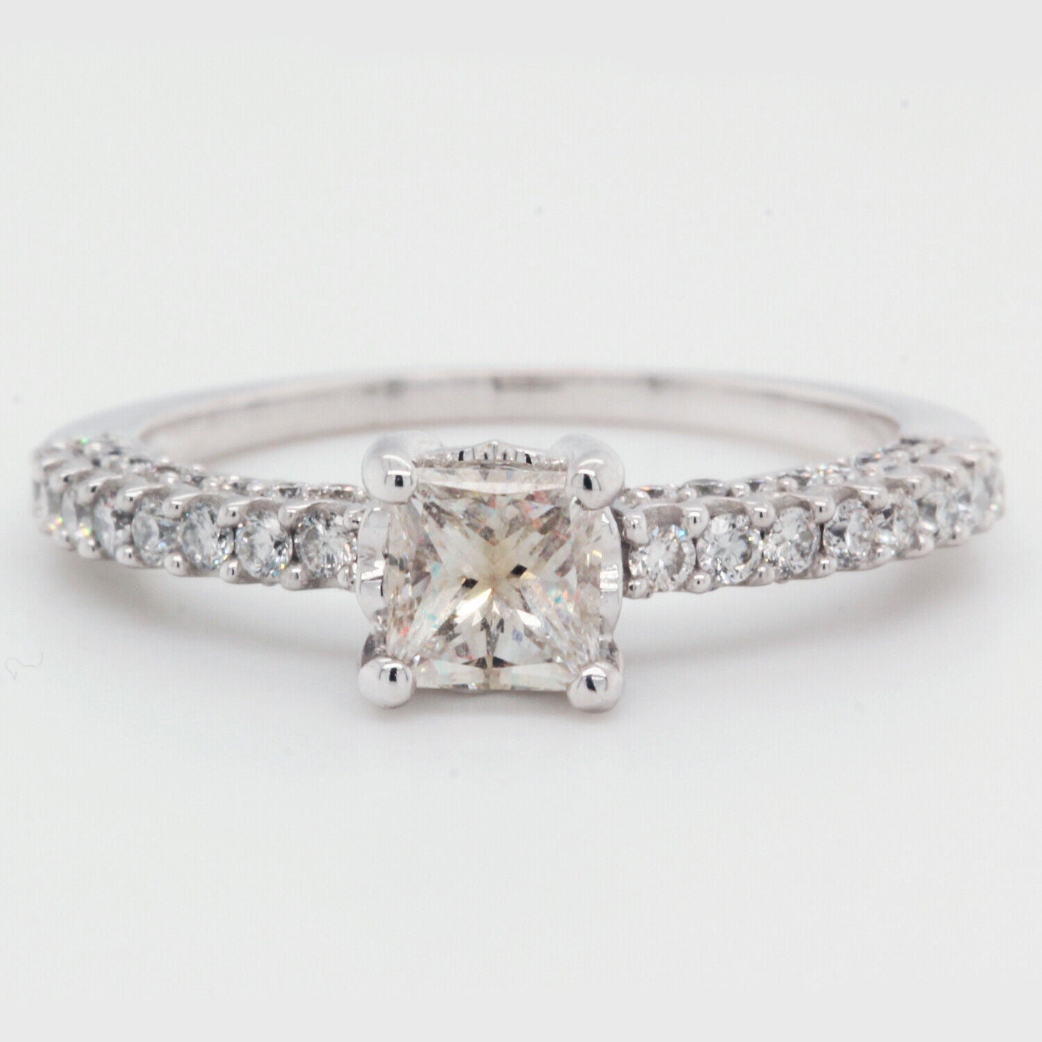 Princess Cut Diamond Engagement Ring Clarity Enhanced 1.01 TCW 14K White Gold